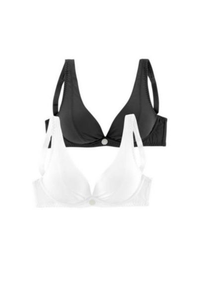 LASCANA Women's 2-Pack Underwire Cleavage Non-Padded Plunge Bra