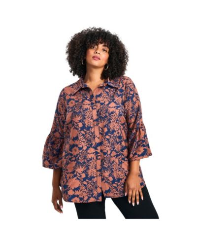 Женская рубашка Avenue Plus Size Marianne с ворсистым подолом