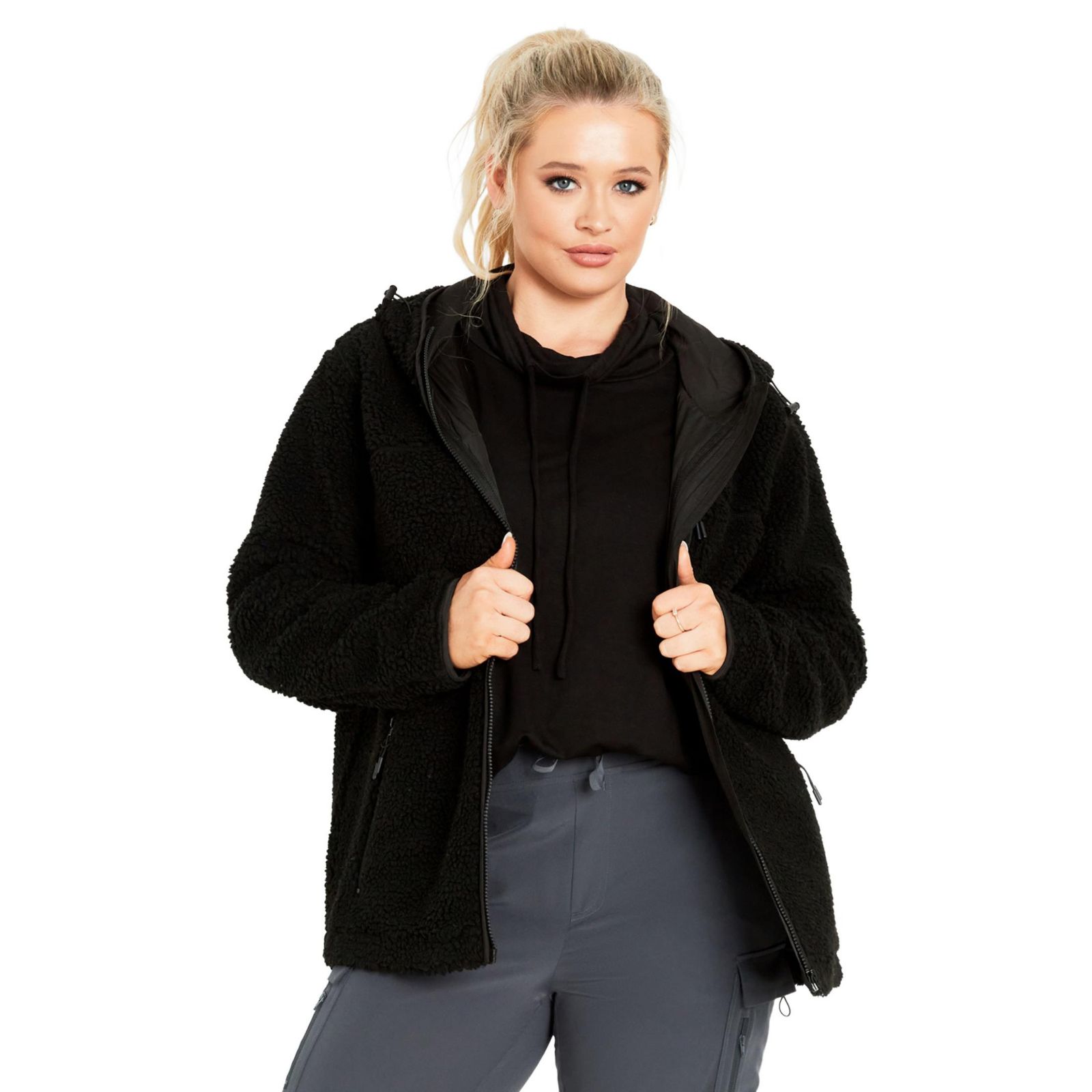 Avenue Women's Plus Size Kyla Fleece Zip Front Jacket