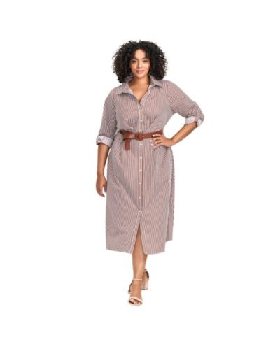 Женское рубашечное платье Avenue Leona в полоску Plus Size