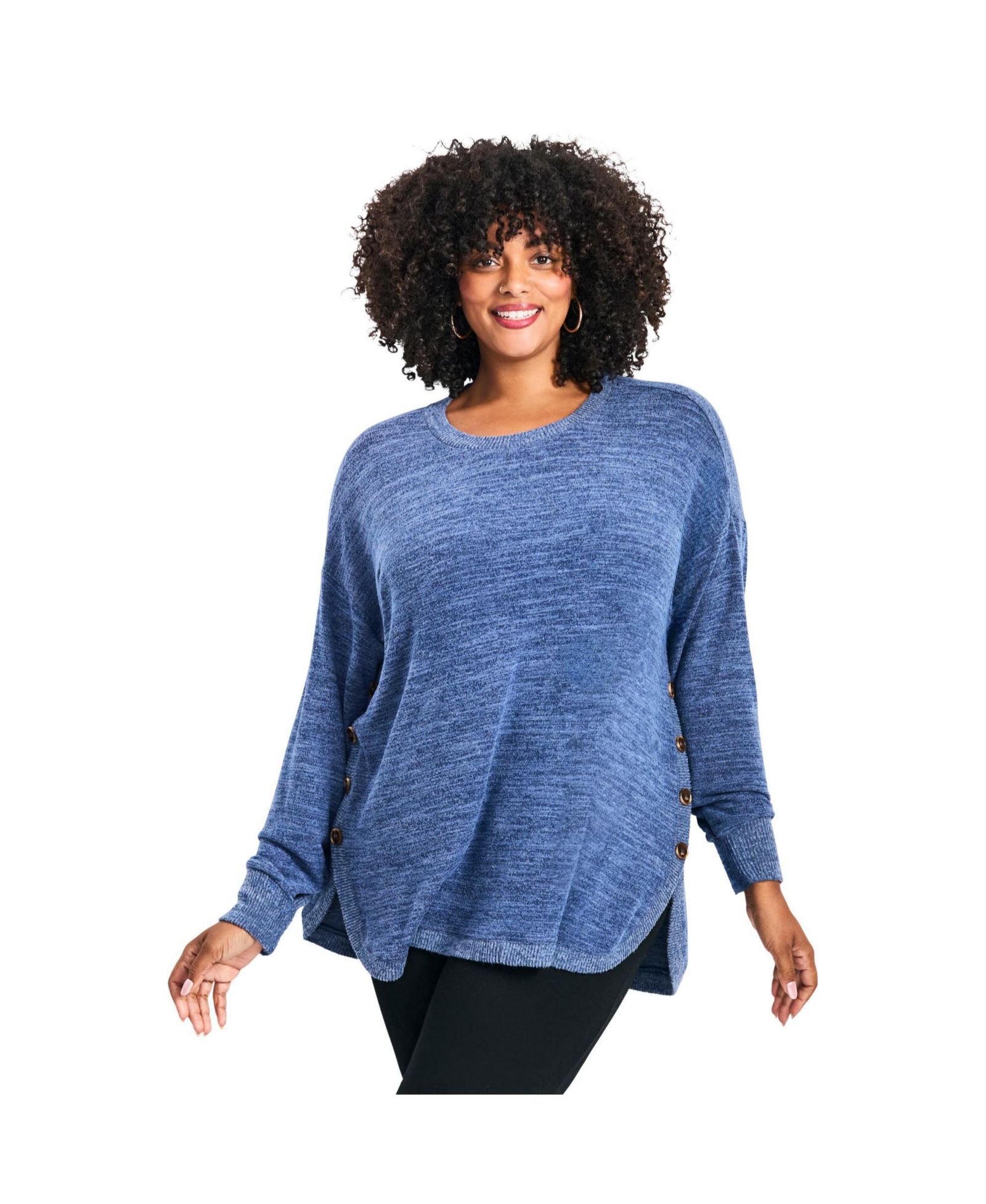 AVENUE Women's Bec Button Detail Hacci Top