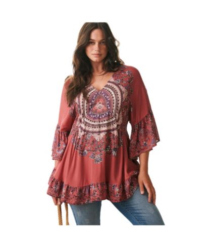Avenue Women's  Plus Size Frankie Frill Detail Tunic