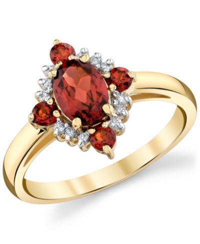 Кольцо Macy's Garnet & Diamond в 10k Yellow Gold