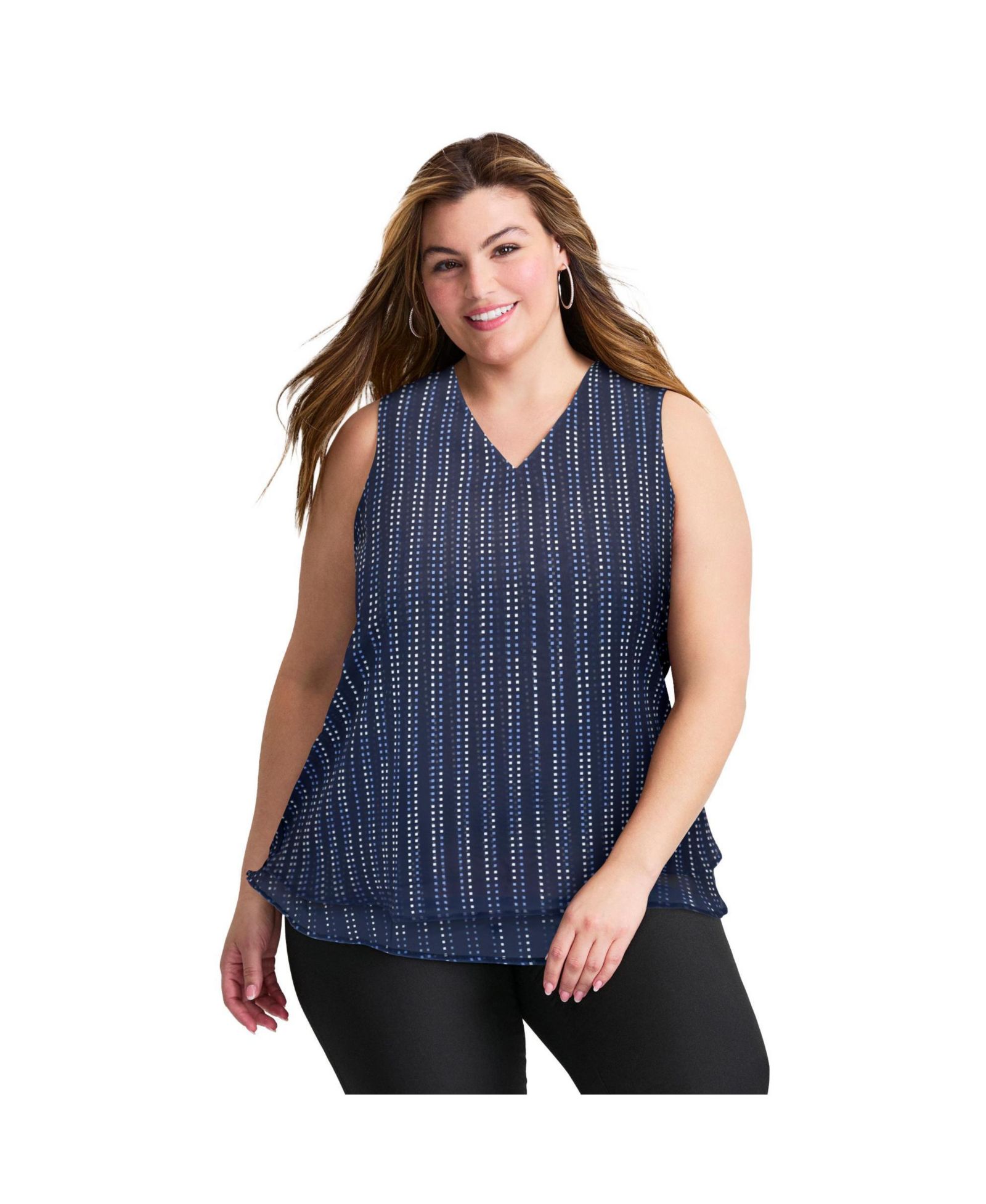 Avenue Women's Tops & Tees Plus Size Sleeveless Double Layer Swing Tank