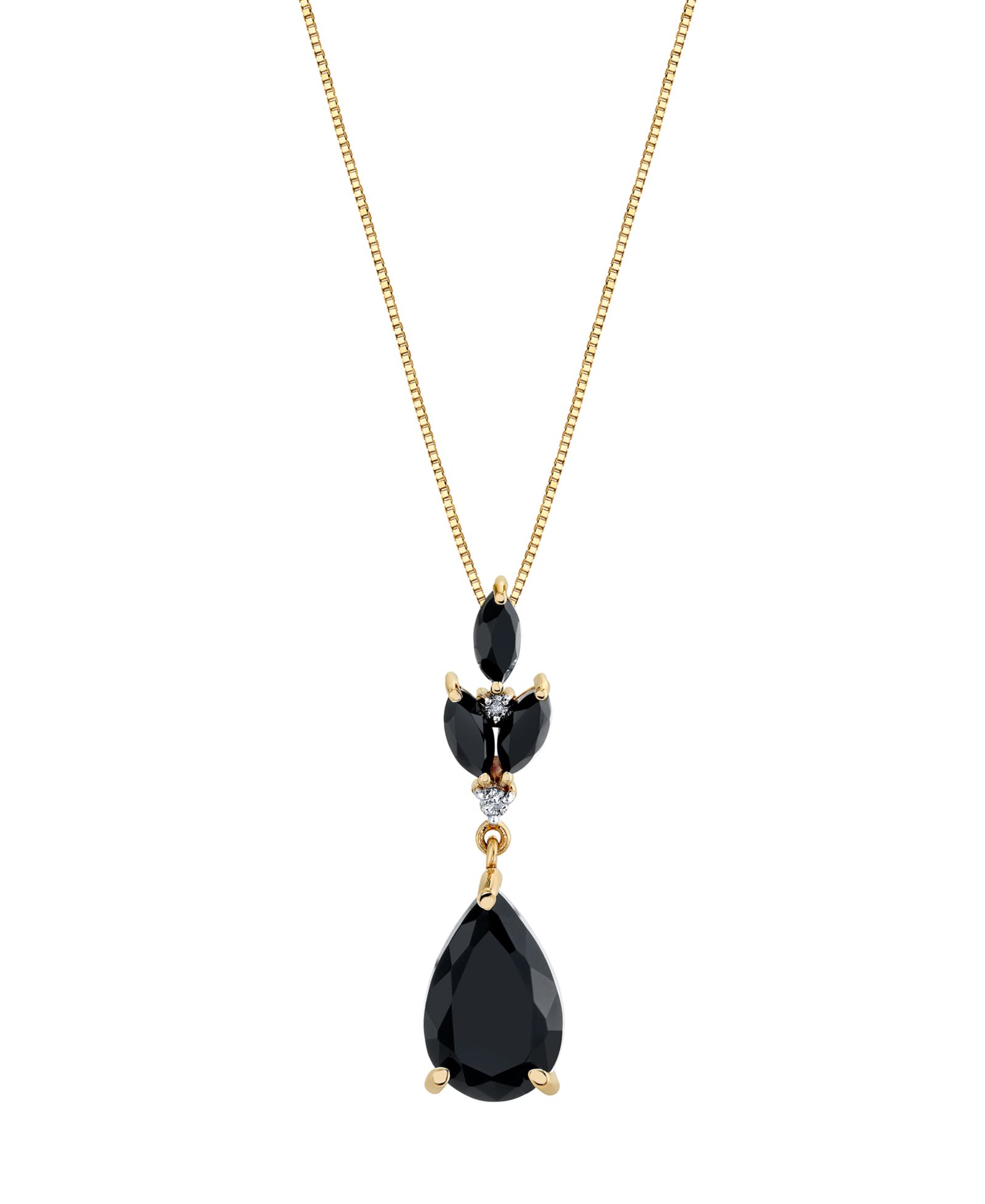 Ожерелье-подвеска Macy's Onyx (2-1/4 ct. t.w.) & Diamond Accent в 10k Yellow Gold