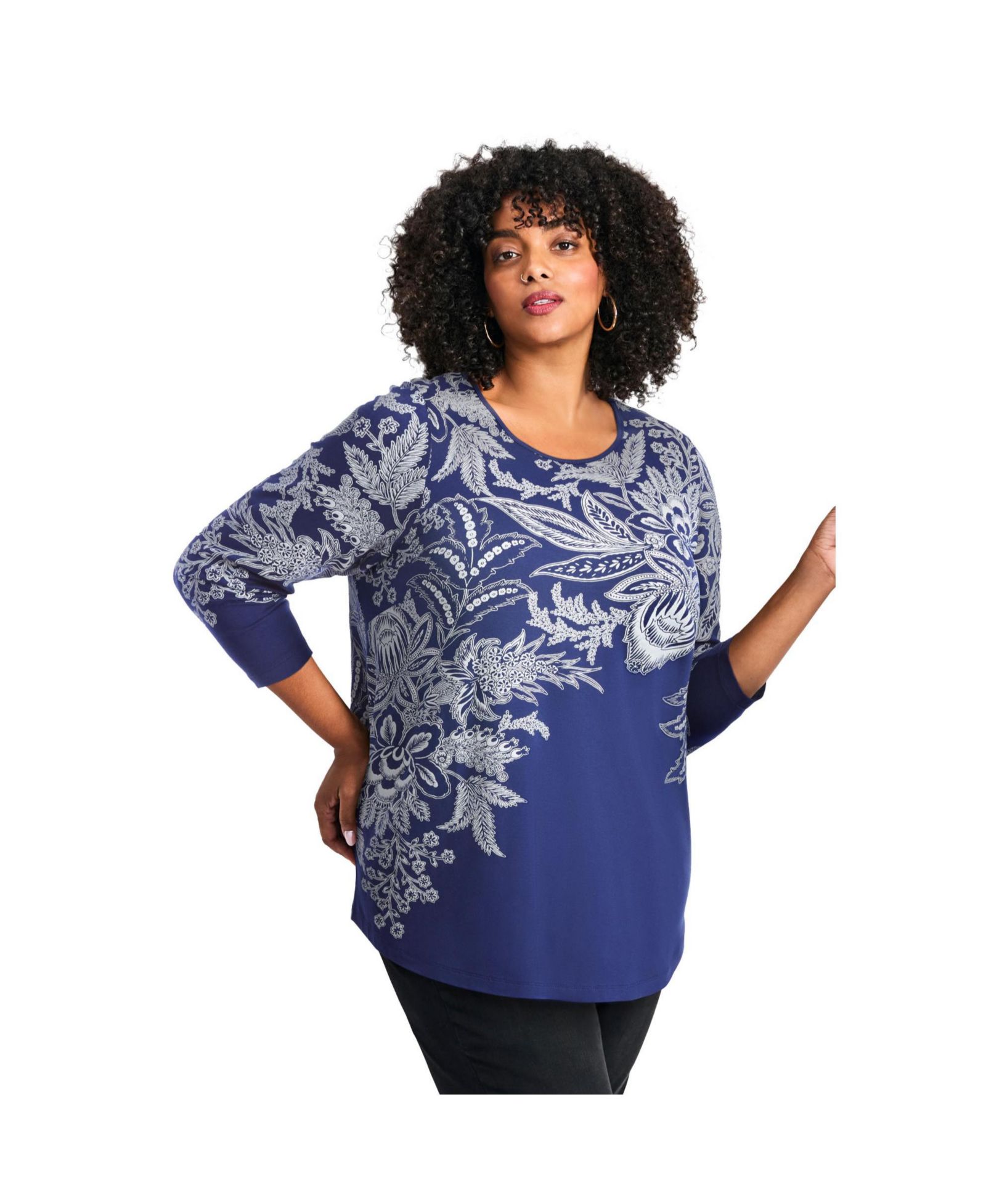 AVENUE Plus Size Millie Women's 3/4 Sleeve Top