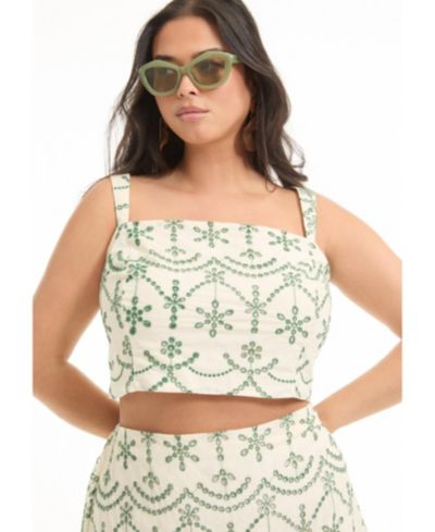 June & Vie Женский укороченный топ с вышивкой eyelet