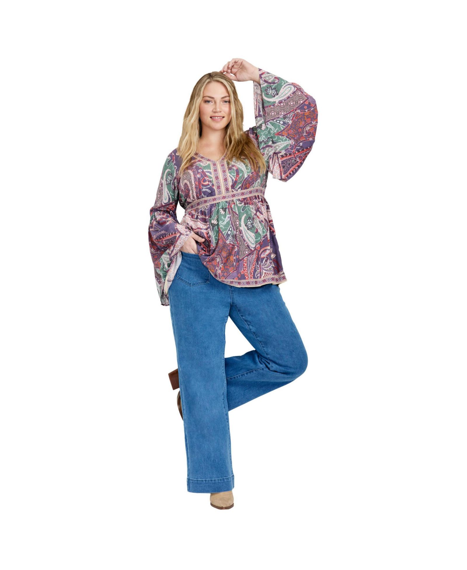 Avenue Women's Plus Size Arlo Bell Sleeve Tunic Top