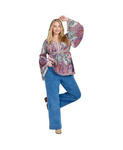 Avenue Женский удлиненный топ Arlo с широкими рукавами Plus Size