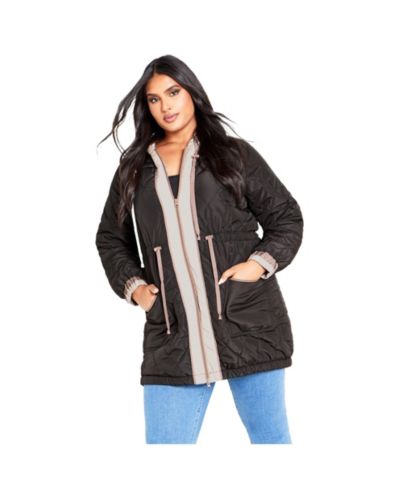 Женское утепленное пальто Avenue Plus Size Clio Quilt Padded Hooded Neck Coat