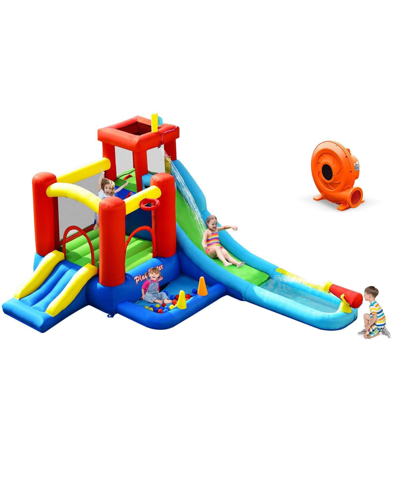 Skonyon 9-in-1 Inflatable Water Slide Bounce House with 860W Blower, Ages 3+