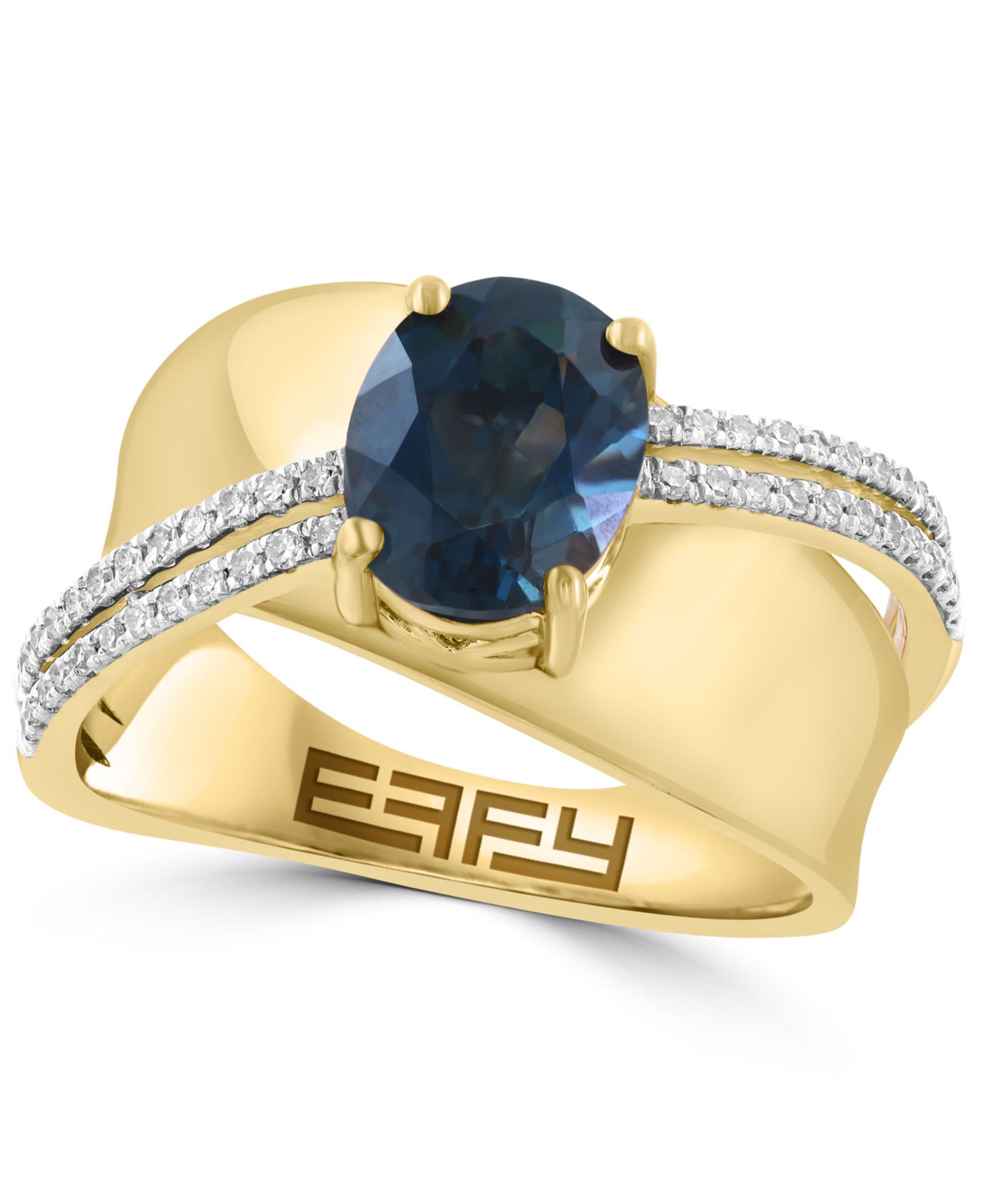 EFFY Collection Кольцо с голубым топазом London Blue и бриллиантами, Gold Over Silver