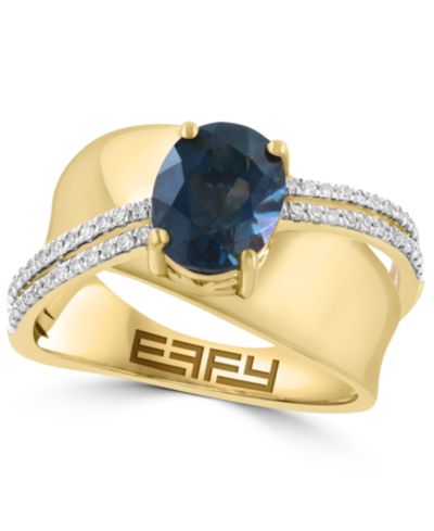EFFY Collection Кольцо с голубым топазом London Blue и бриллиантами, Gold Over Silver