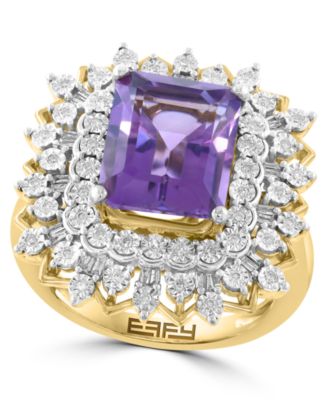 EFFY Collection Amethyst (3-1/4 ct. t.w.) and Diamond (1/4 ct. t.w.) Ring in Gold over Silver