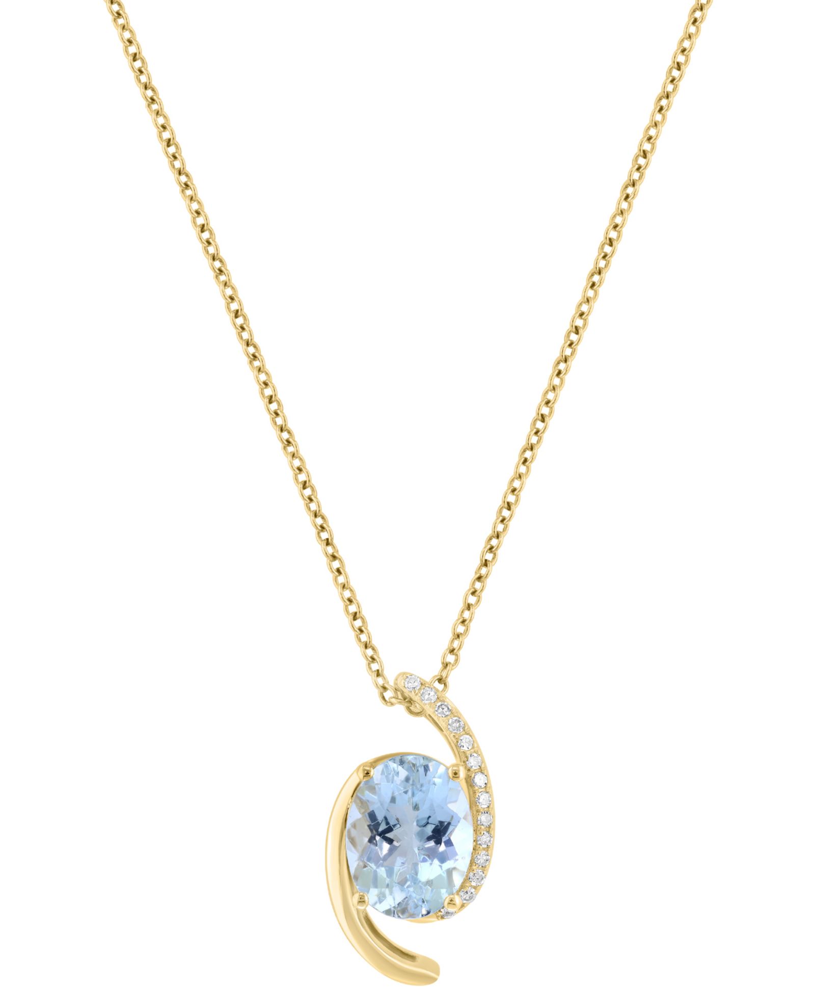 EFFY Collection ожерелье с аквамарином и бриллиантами в 14k Yellow Gold