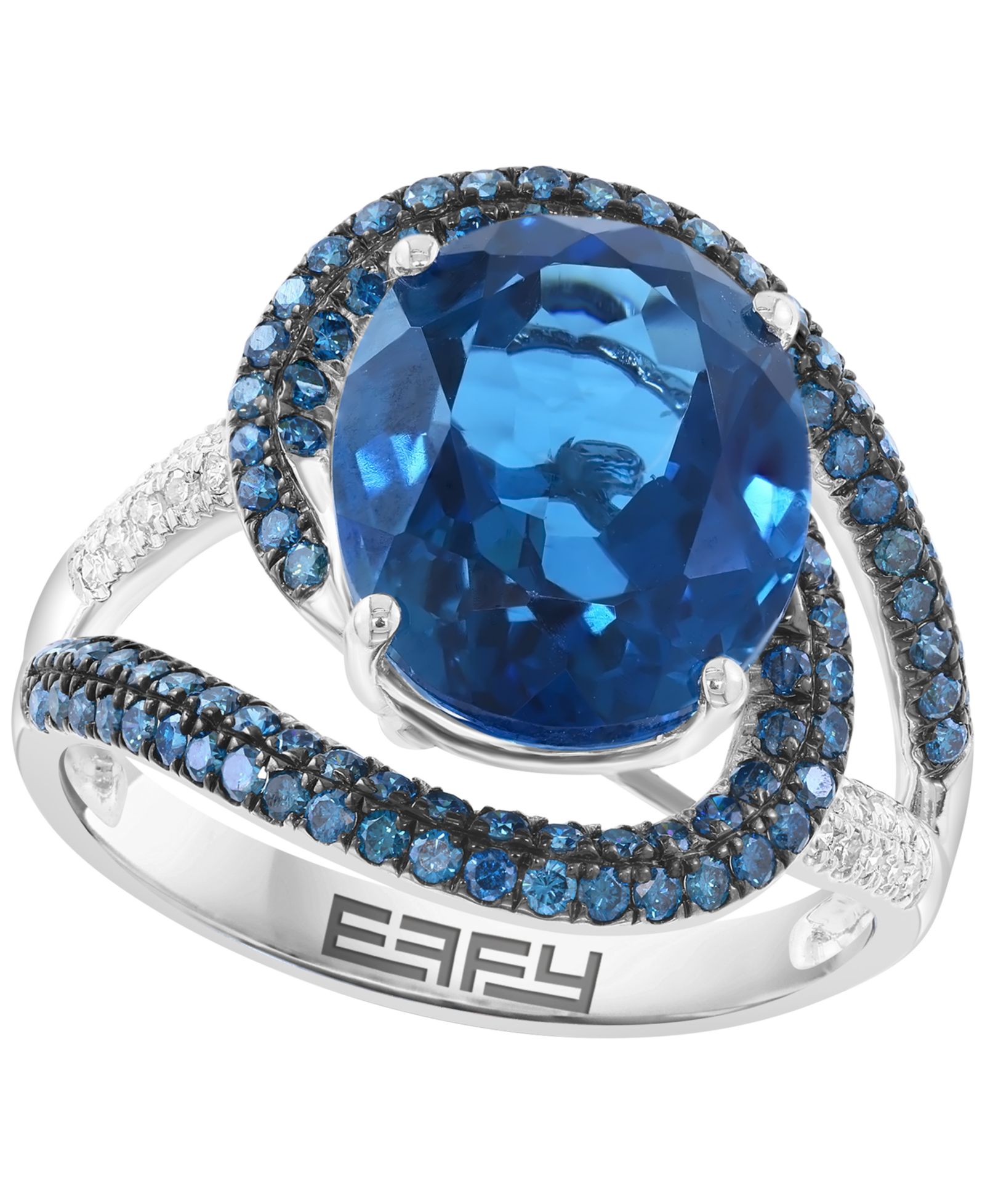 EFFY Collection кольцо с London Blue Topaz (6-1/3 ct. t.w.) и белым бриллиантом (5/8 ct. t.w.) в 14k белом золоте