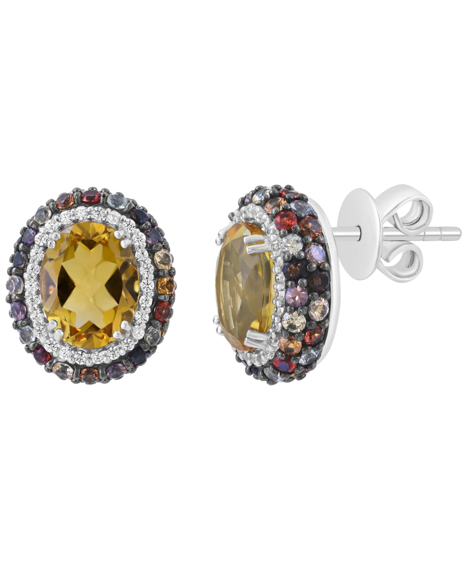 Серьги EFFY Collection Multi-Gemstone Round in Sterling Silver