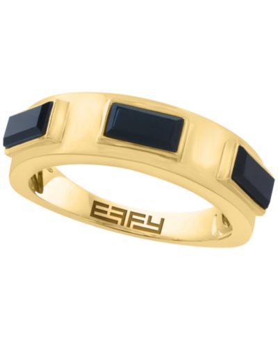 Кольцо EFFY Collection Onyx в 14k Yellow Gold поверх Silver