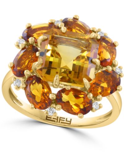 EFFY Collection Citrine (6-5/8 ct. t.w.) and Ring Diamond (1/6 ct. t.w.) в 14k Yellow Gold