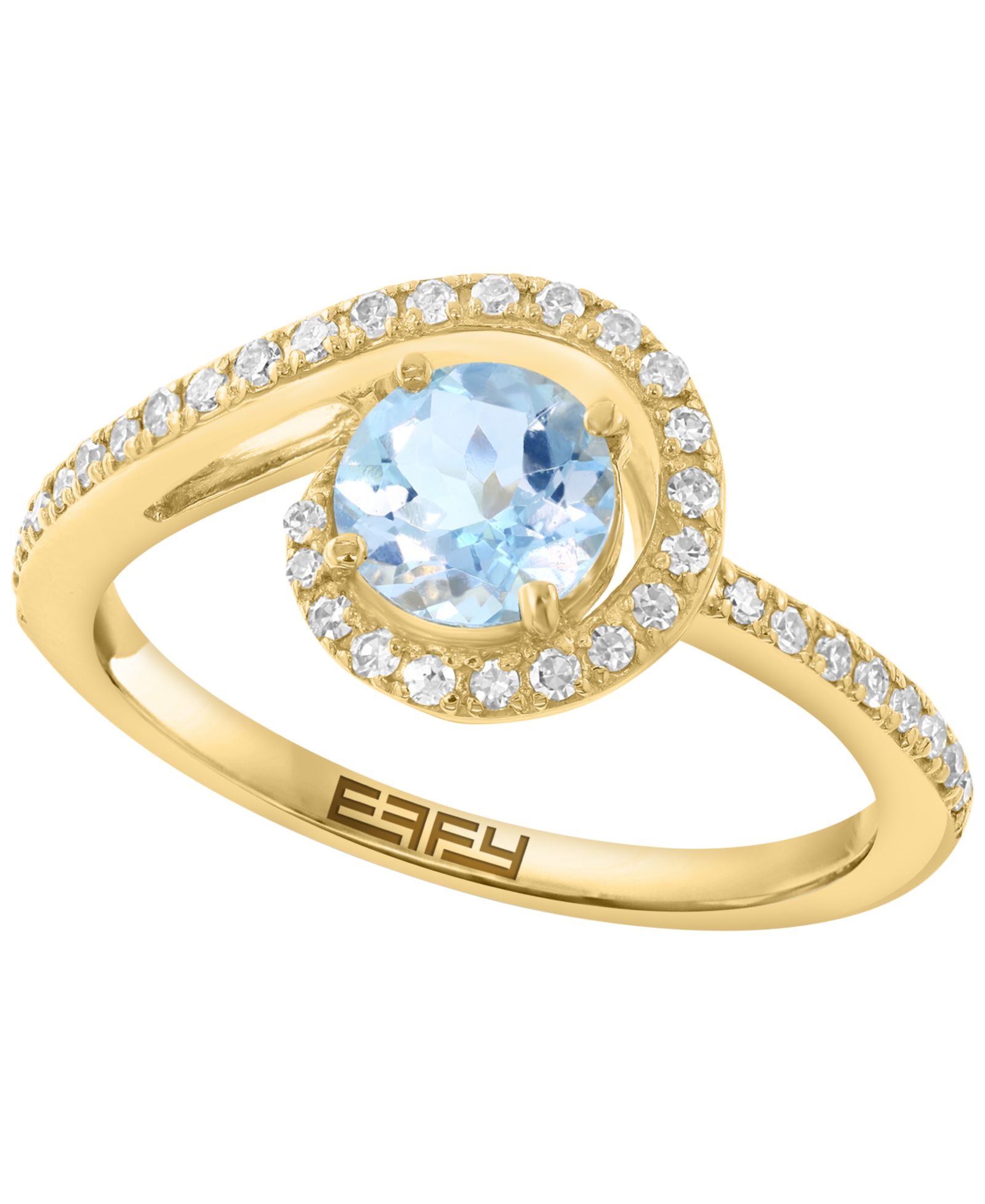 EFFY Collection Кольцо с аквамарином и бриллиантом в 14k Yellow Gold