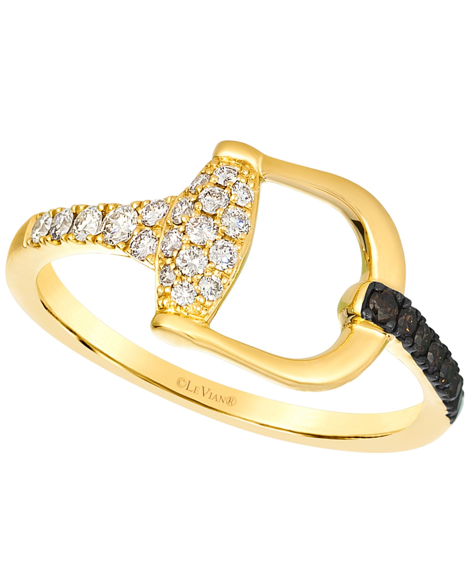 Le Vian Nude Diamond (0.20 ct. t.w.) & Chocolate Diamond (0.10 ct. t.w.) Horsebit Ring in 14k Honey Gold