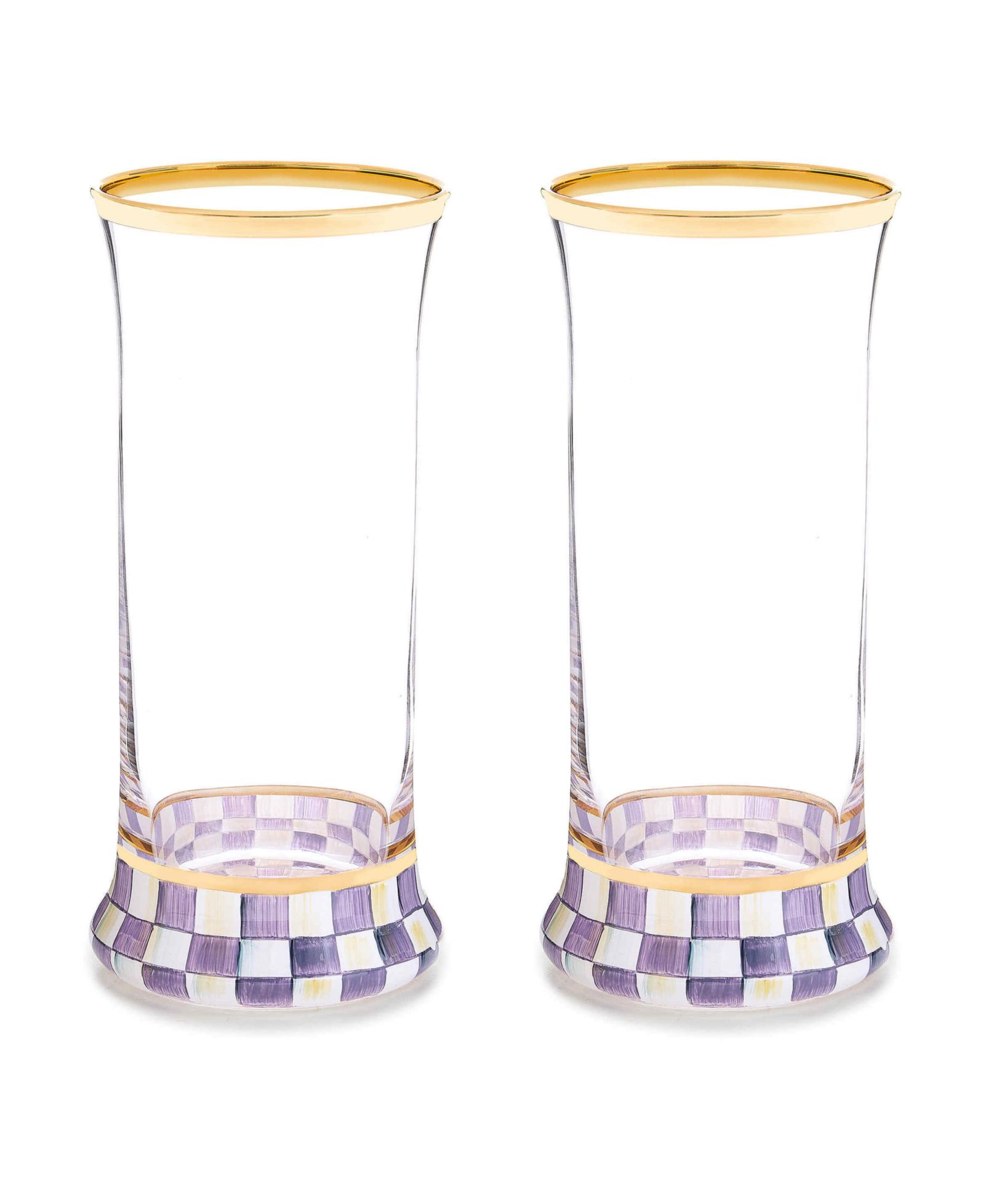 Стаканы для коктейлей MacKenzie-Childs Violet Check Handmade, набор из 2 шт