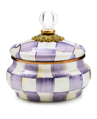Декоративный горшок MacKenzie-Childs Violet Check Handmade Squashed Pot