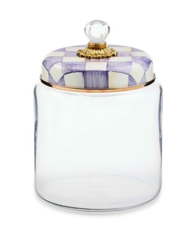 MacKenzie-Childs Violet Check Large Handmade Kitchen Canister
