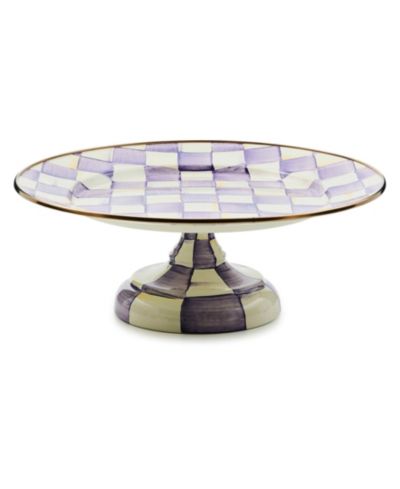 Декоративное блюдо MacKenzie-Childs Violet Check Small Pedestal Platter
