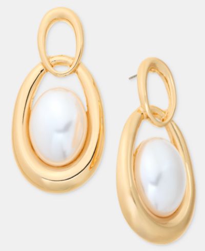 I.N.C. International Concepts серьги-подвески Imitation Pearl Open Oval