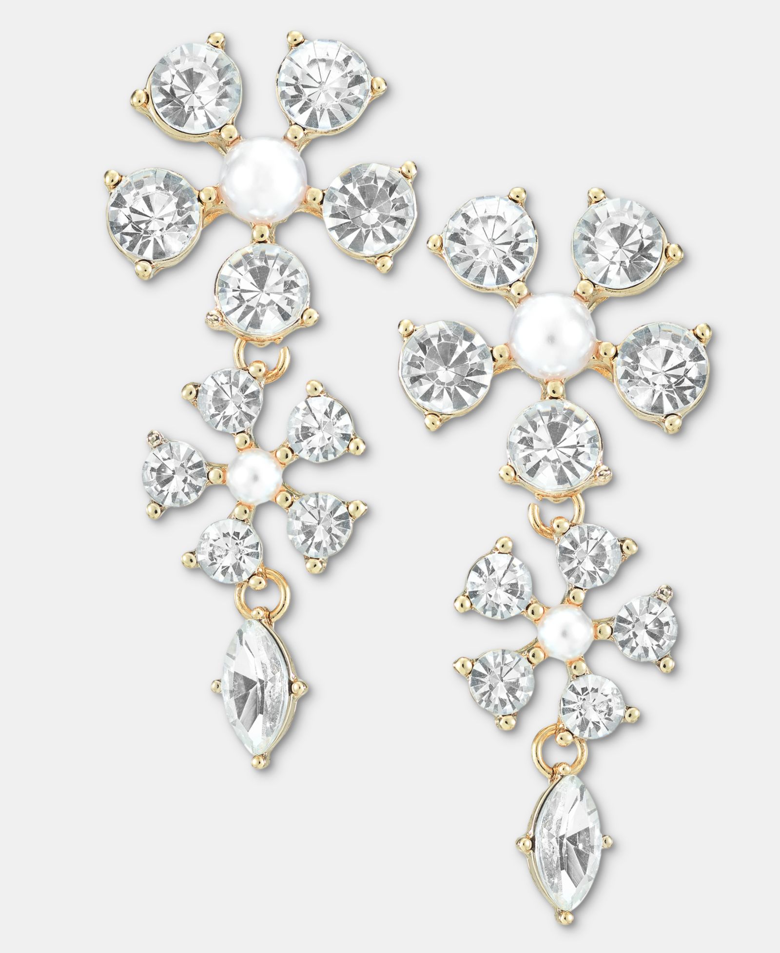 Серьги I.N.C. International Concepts Crystal & Imitation Pearl Flower