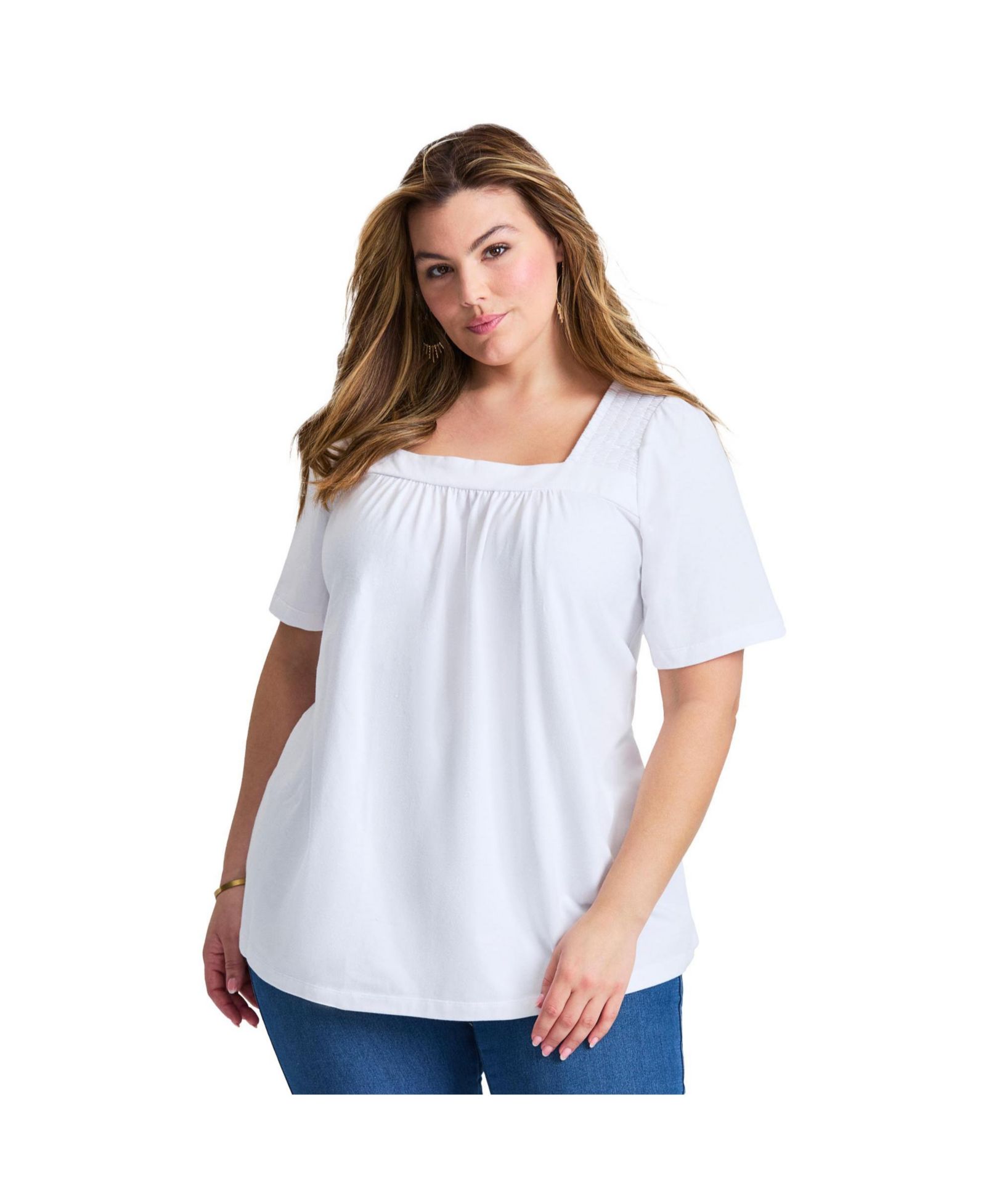 Топ Avenue Women's Plus Size Smocked Squareneck