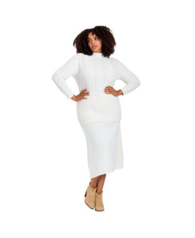 Avenue Women's Plus Size Mock Neck Cable Sweater