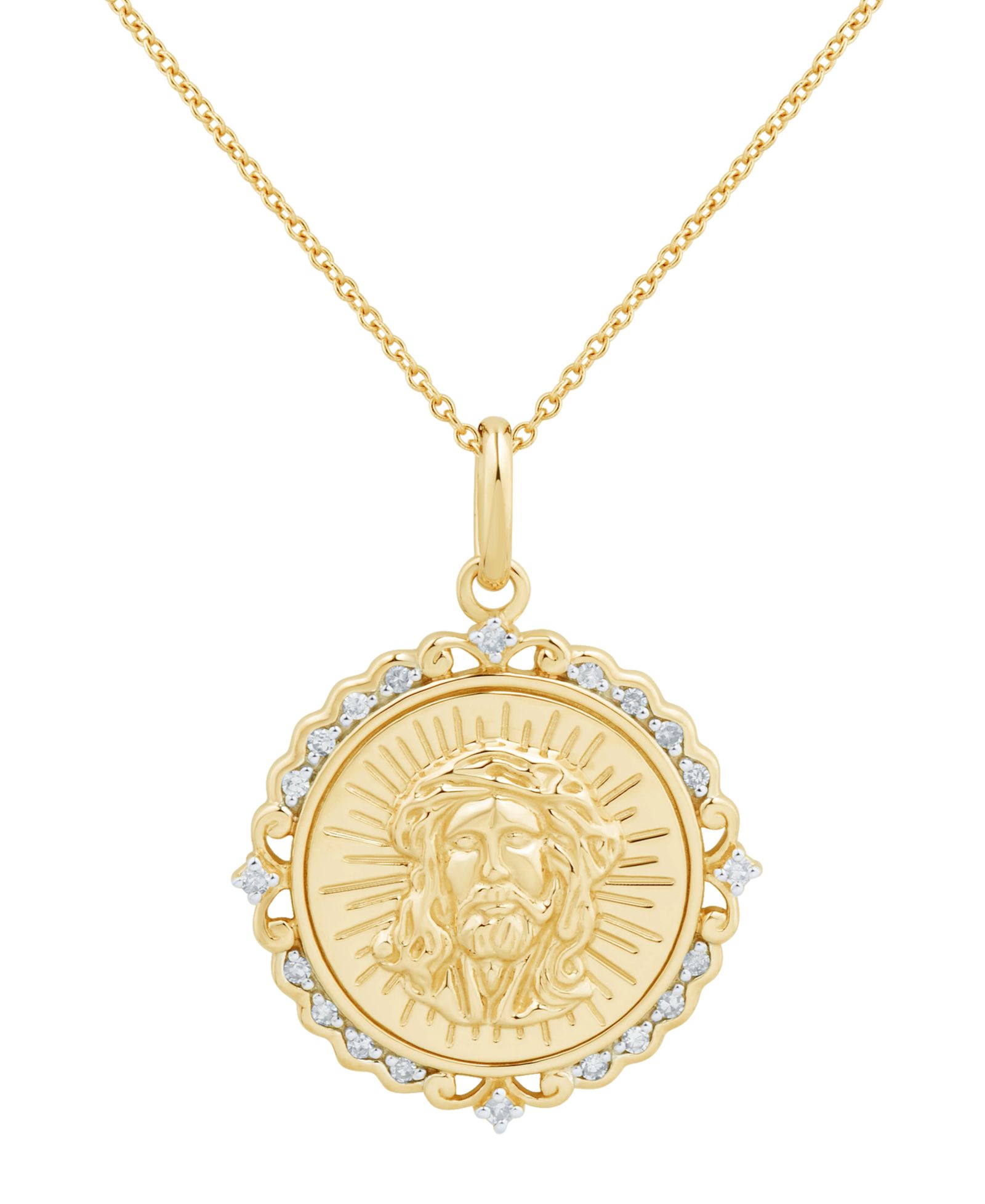 Колье с кулоном с бриллиантами (1/10 ct. t.w.) в желтом золоте 10k