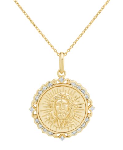 Колье с кулоном с бриллиантами (1/10 ct. t.w.) в желтом золоте 10k