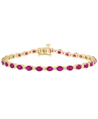 EFFY Collection браслет из желтого золота 14k с позолотой над серебром, рубин (6-1/3 карата суммарно) и бриллианты (1/20 карата суммарно)
