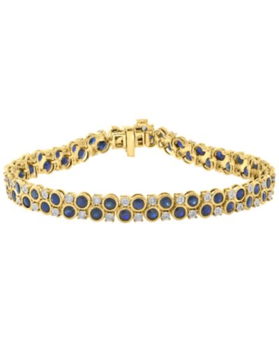 EFFY Collection Sapphire (6-1/4 ct. t.w.) & Diamond (1/5 ct. t.w.) Bracelet in Gold Over Silver