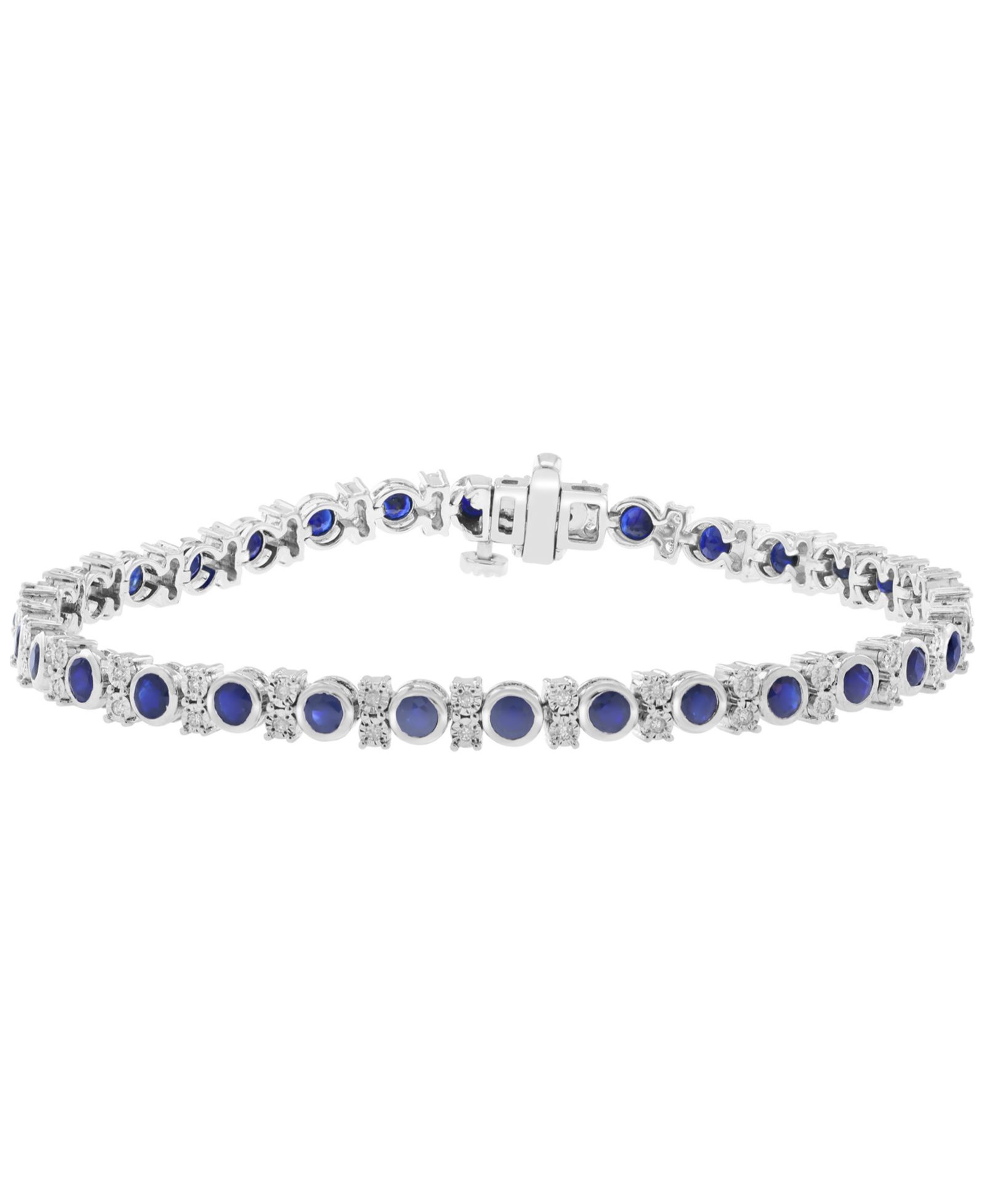 EFFY Collection браслет с сапфиром (3-1/3 ct. t.w.) и бриллиантом (1/4 ct. t.w.) из стерлингового серебра