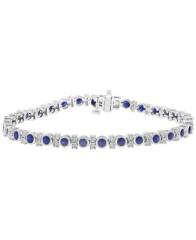 EFFY Collection Sapphire (3-1/3 ct. t.w.) & Diamond (1/4 ct. t.w.) Bracelet in Sterling Silver