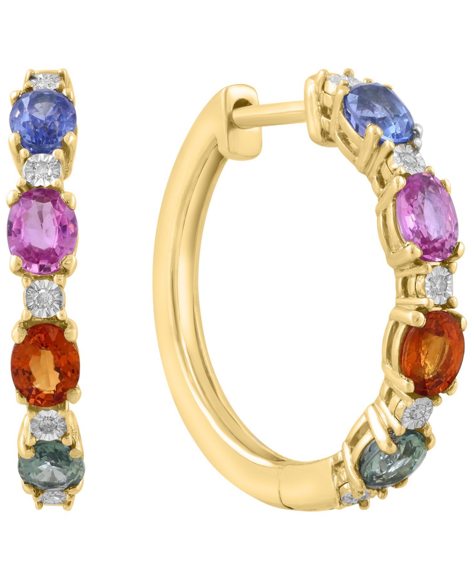EFFY Collection Multi Sapphire (1-7/8 ct. t.w.) and Diamond Accent Earrings in 14K Gold-Plated Silver