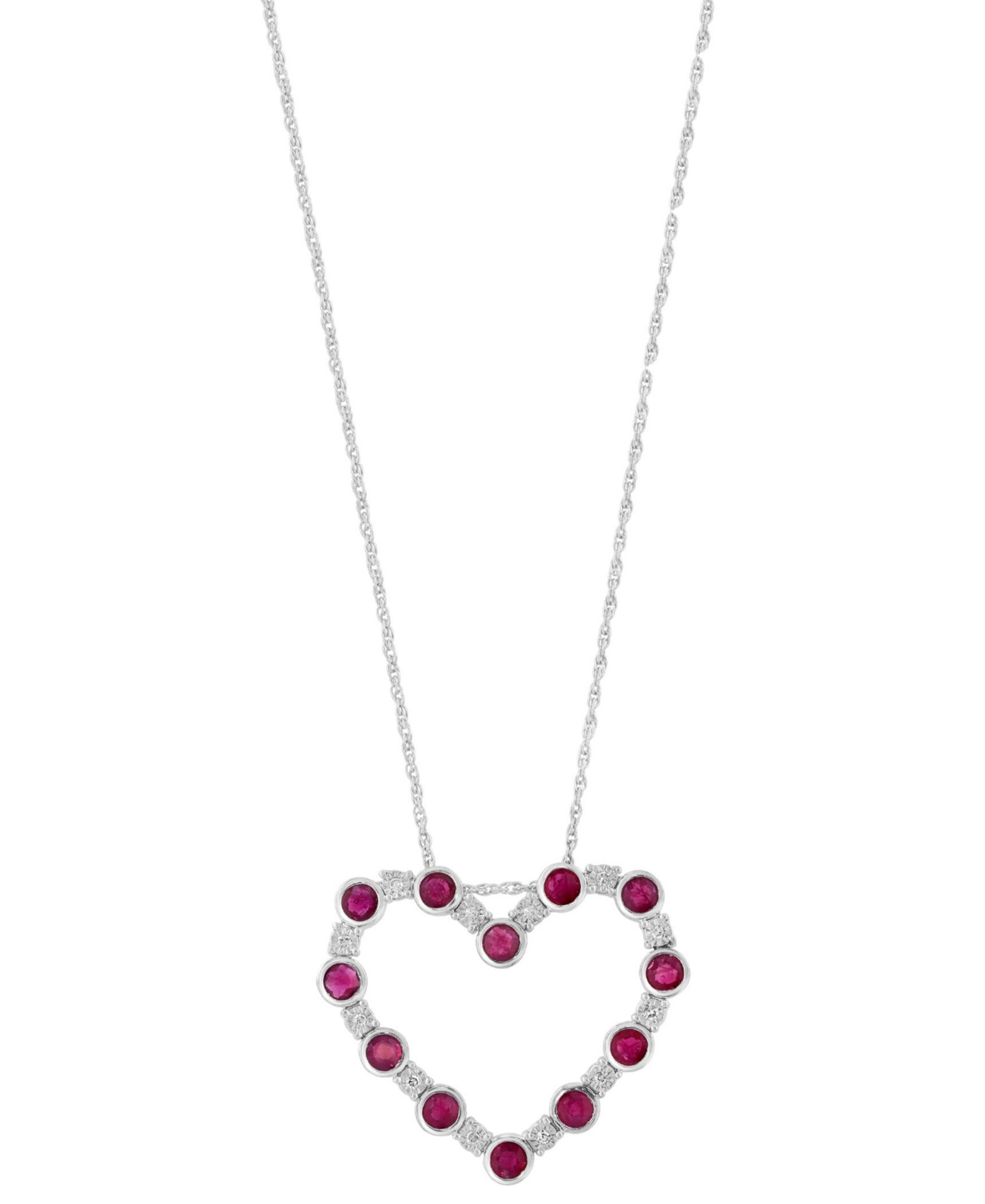 Подвеска-ожерелье EFFY Collection Ruby (1-1/6 ct. t.w.) и Diamond (1/20 ct. t.w.) из стерлингового серебра