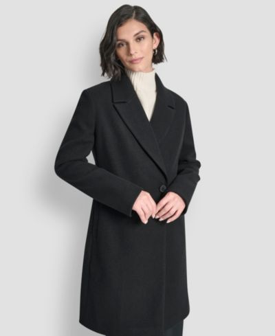DKNY Women's Double-Breasted Notch Collar Coat
