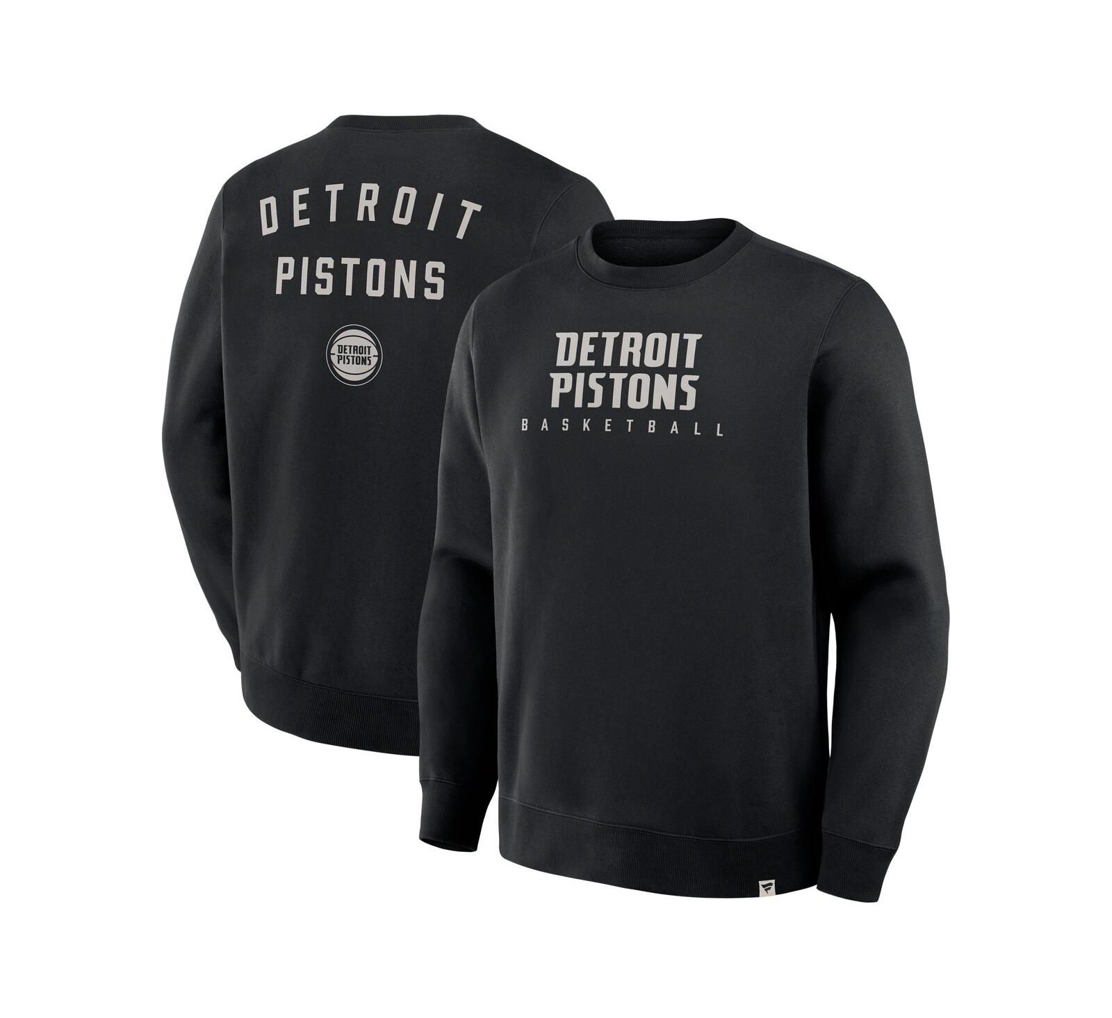 Fanatics Men's Black Detroit Pistons Crossover Collection Defensive Rotation Drill Premium Pullover Sweatshirt