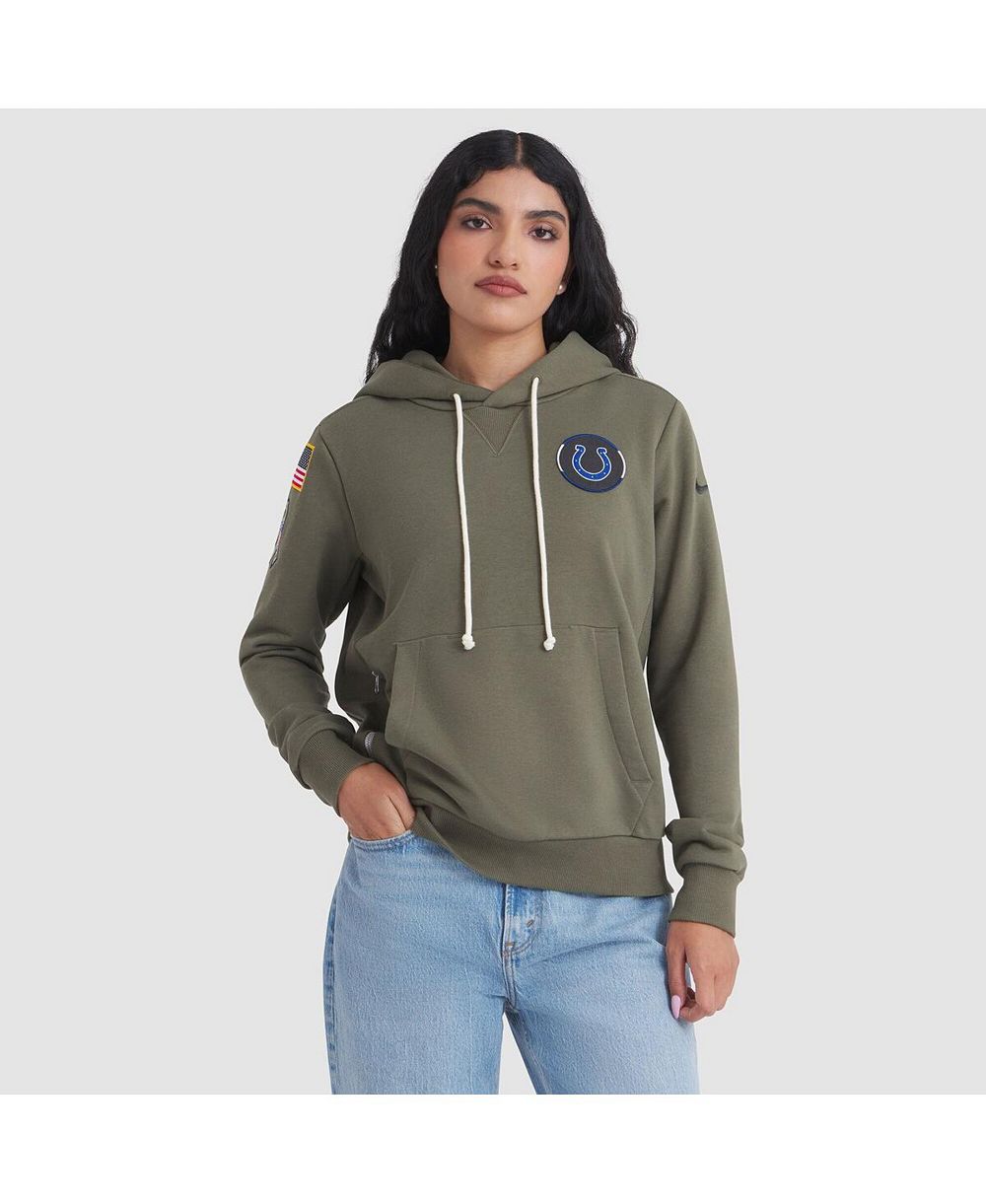 Худи Nike Women's Olive Indianapolis Colts 2025 Salute to Service Sideline Standard Issue Dri-FIT