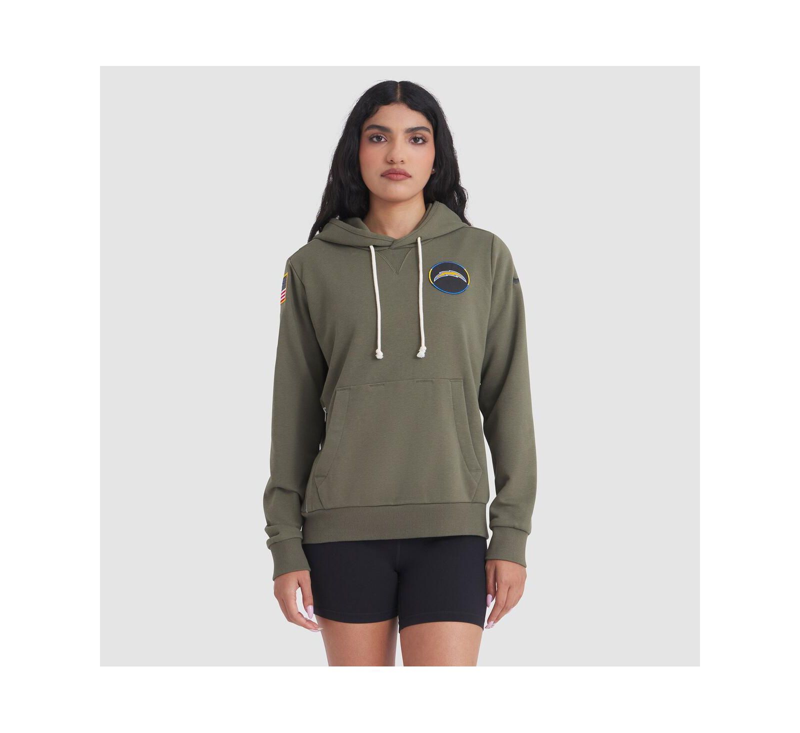Женское худи Nike Women's Olive Los Angeles Chargers 2025 Salute to Service Sideline Standard Issue Dri-FIT