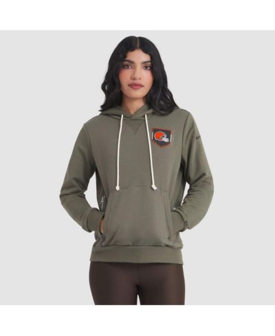 Женское худи Nike Women's Olive Cleveland Browns 2025 Salute to Service Sideline Standard Issue Dri-FIT