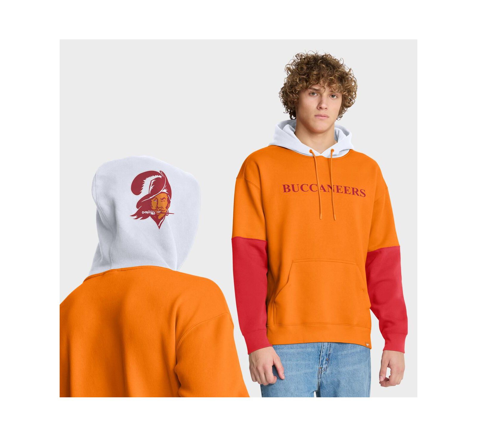 Мужское худи Fanatics Tampa Bay Buccaneers Retro с принтом шлема, бежевое
