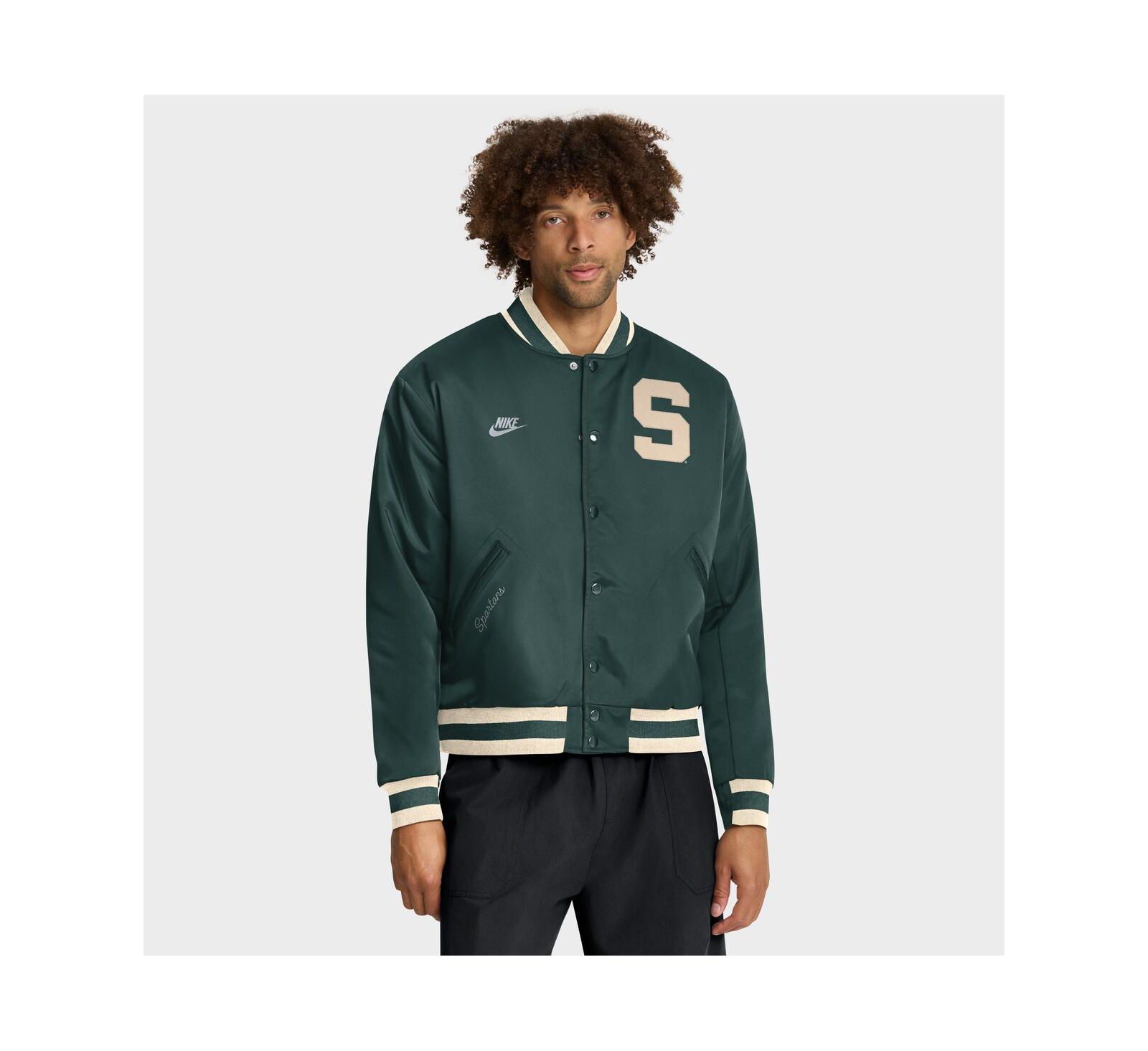 Мужская бомбер-куртка Nike Green Michigan State Spartans Legacy Full-Snap