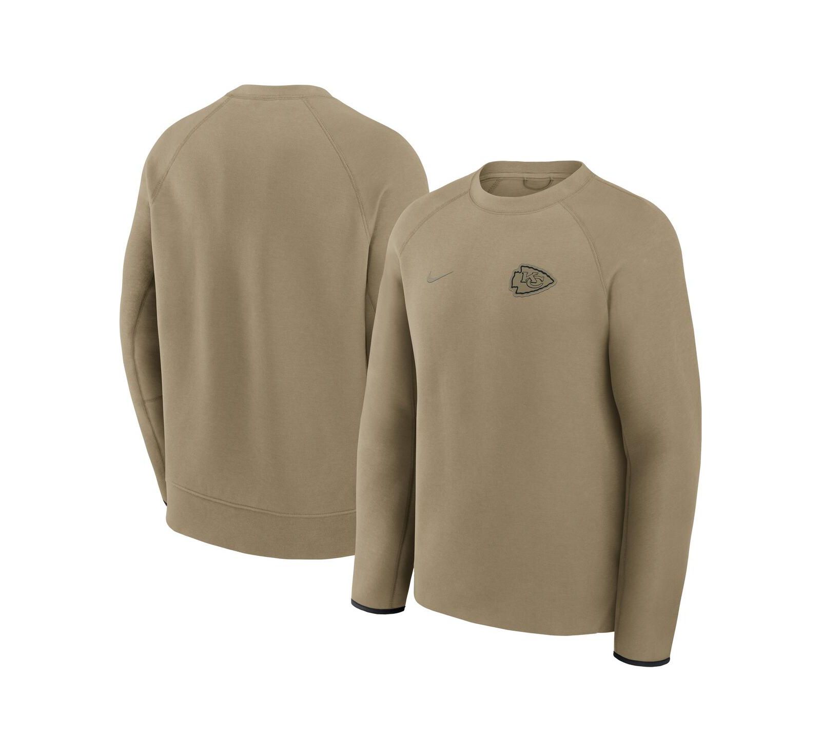 Nike Men's Olive Kansas City Chiefs Tech Fleece Raglan Sweatshirt