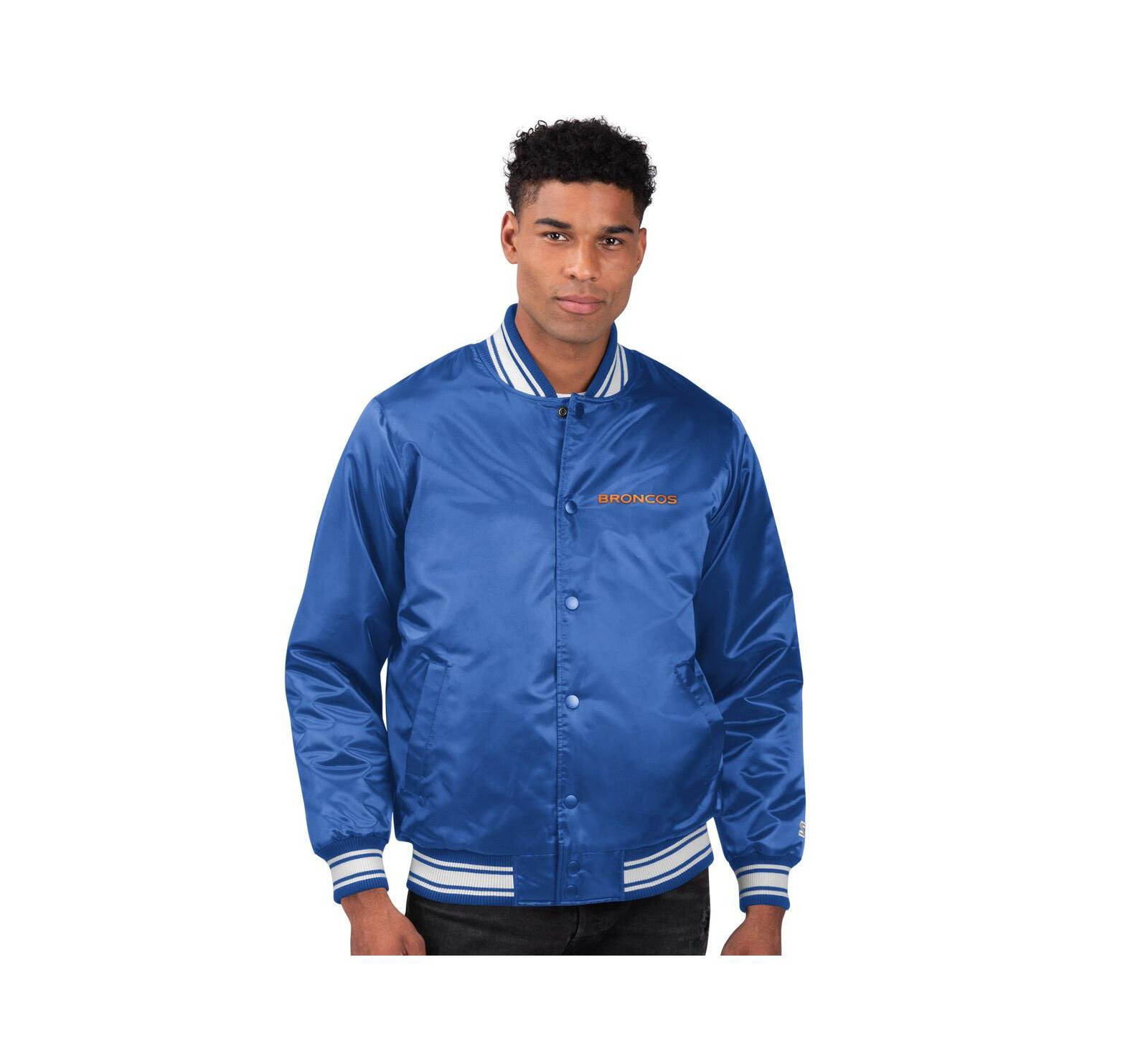 Starter Men's Royal Denver Broncos Locker Room Satin Full-Snap Varsity Jacket